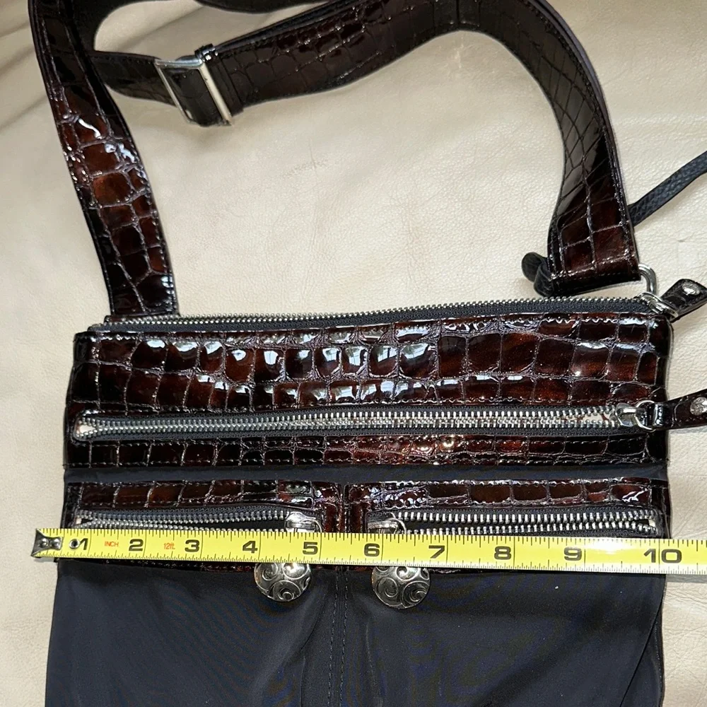 Brighton Black and Brown Crocodile leather nylon Crossbody with sunglasses case - Picture 14 of 15